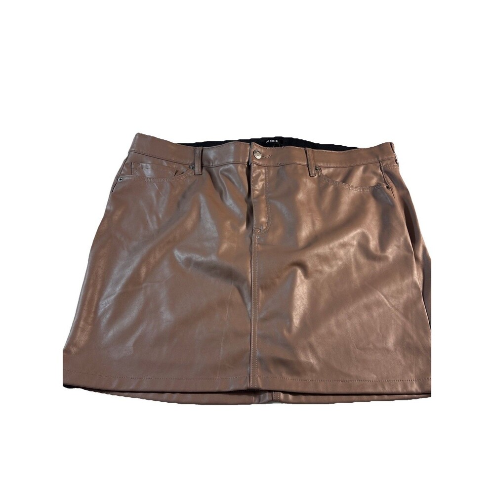 Torrid Vegan Leather Short Skirt Mini Size 24 Deep Taupe New